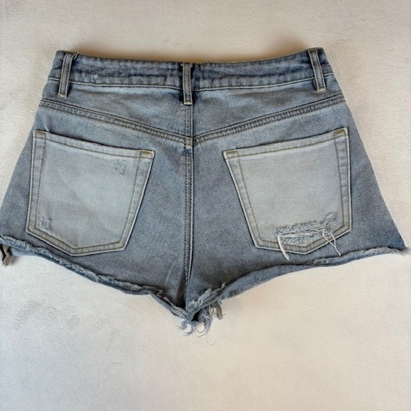 Pacsun High Rise‎ Women's Denim Shorts Distressed Frayed Hem Two Tone Size 26 - Picture 5 of 5
